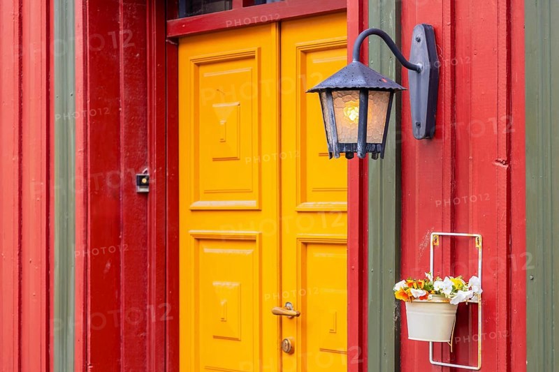 Norway, scenic Trondheim town. Bakklandet, a famous tourist travel destination with colorful houses