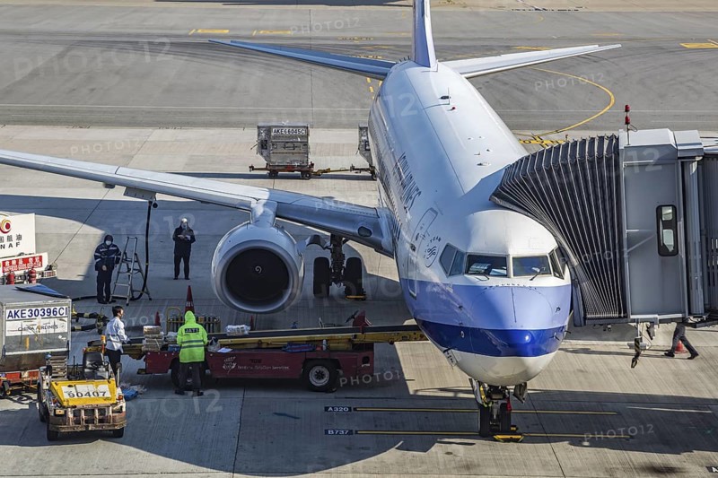 China Airlines jet on the tarmac at the Hong Kong International Airport in Hong Kong, China