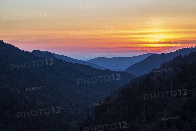 View from the Ben Morton Overlook on Hwy 441 Newfound Gap Road on the Tennessee side of the Great Smoky Mountains National Park