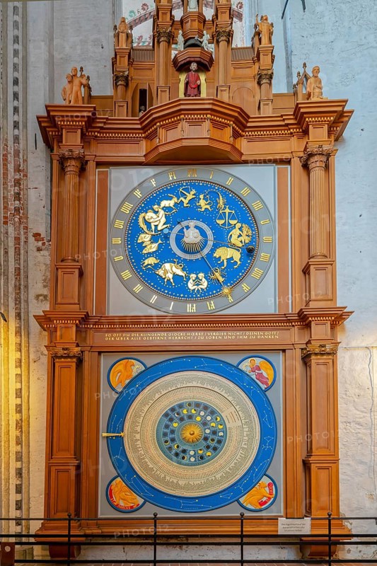 Astronomical clock St Mary's Church inside Lübeck Germany
