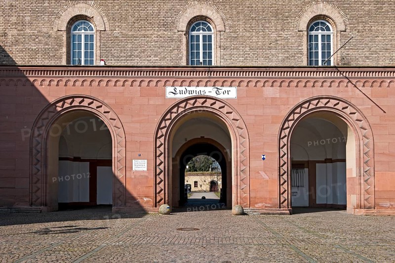 Germersheim Fortress, royal Bavarian fortress, Ludwigstor, gate building, inside of the gate, Germersheim, Rhineland-Palatinate, Germany
