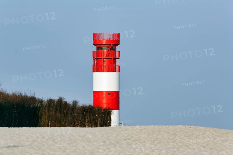 Lighthouse Helgoland dune on the south beach, red and white, Helgoland dune, island Helgoland, North Sea, Schleswig-Holstein, Germany