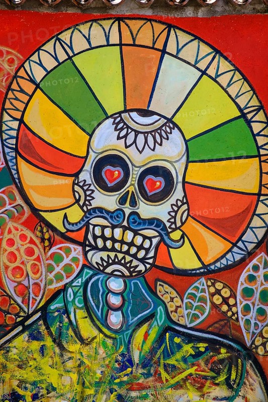 Mural, Mexico, Dead, Skeleton, Día de los Muertos, Old Town, Feltre, Veneto, Italy