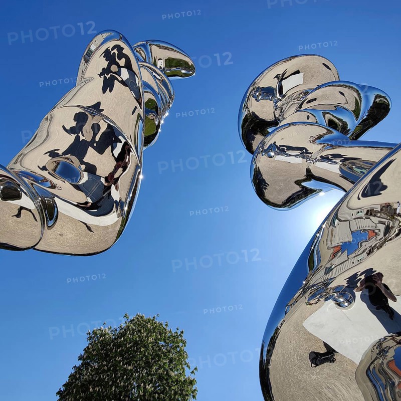 Stainless steel sculpture entitled Points of View by Tony Cragg, Mathildenhöhe, Darmstadt, Hesse, Germany