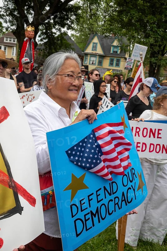 Detroit, Michigan USA - 14 June 2025 - Thousands gathered for a 'No Kings' rally, protesting President Trump's actions against immigrants and against democratic institutions