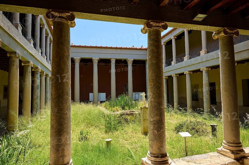 ©Udo Rein, Ancient courtyard with columns and an overgrown garden, Casa Romana, Kos Town, Kos, Dodecanese, Greek Islands, Greece