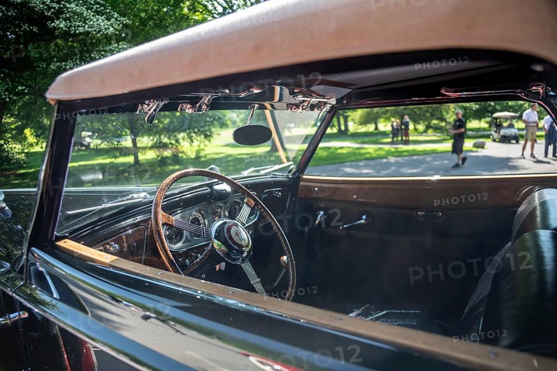 Grosse Pointe Shores, Michigan - The 1937 Packard Twelve 1508 Rollston convertible was on display for the media preview of the annual Eyes on Design auto show