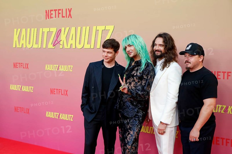 Georg Listing, Bill Kauliutz, Tom Kaulitz and Gustav shepherd (Tokio Hotel) at the special screening of Kaulitz & Kaulitz S2 at the Delphi Filmpalast in Berlin on 12 June 2025