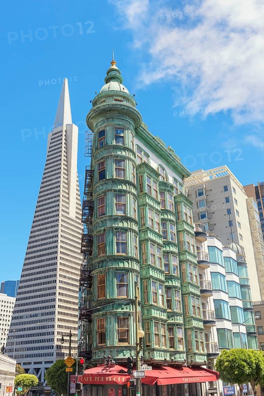 View of Columbus Tower and TransAmerica Building, San Francisco, Californai, USA
