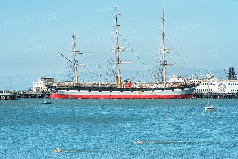 People swimming in San Francisco bay, San Francisco, California, USA