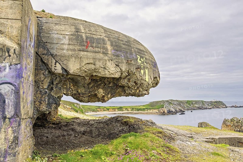 Old world war II bunker on the french coast which was part of the Atlantic wall a coastal defences and fortifications system, Crozon peninsula, Bretagne, France