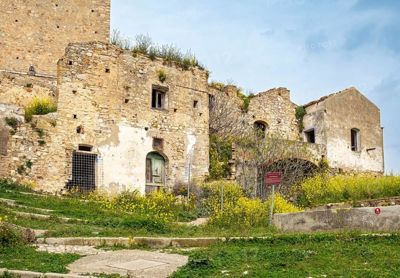 Abandoned buildings in the ghost town of Craco, Basilicata, Italy