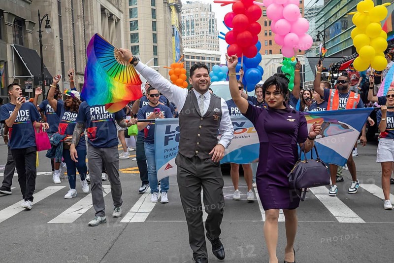 Detroit, Michigan USA - 8 June 2025 - Gay, lesbian, bisexual, and transgender activists and their allies marched for equality in the Motor City Pride parade. Delta Airlines employees joined the parade