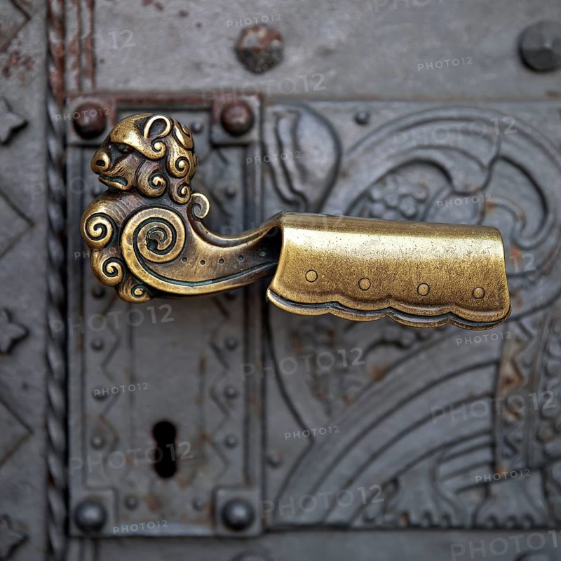 Close-up, door handle on the Church of the Redeemer, Bad Homburg vor der Höhe, Germany