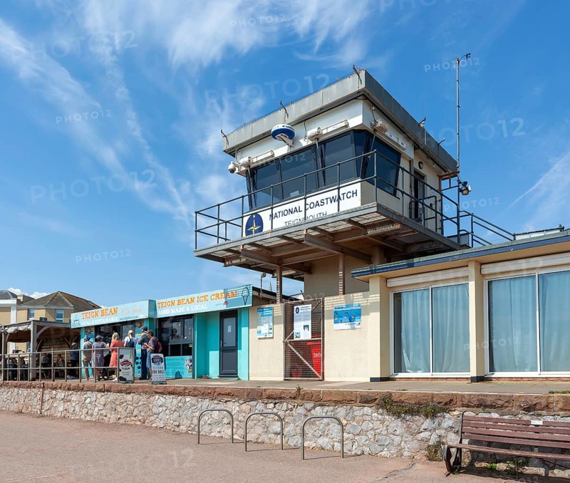 Teign Bean cafe, National Coastwatch building, Eastcliff, Teignmouth, south Devon, England, UK
