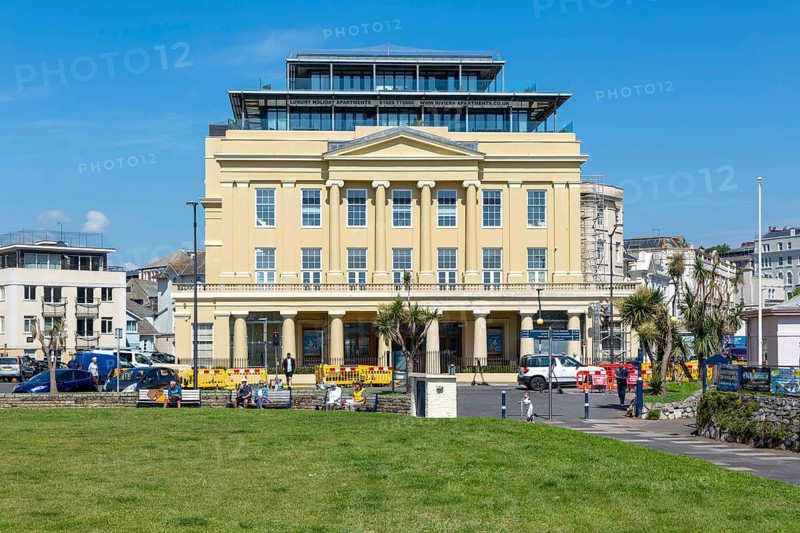 Riviera Apartments building former cinema, Den Crescent, Teignmouth, south Devon, England, UK