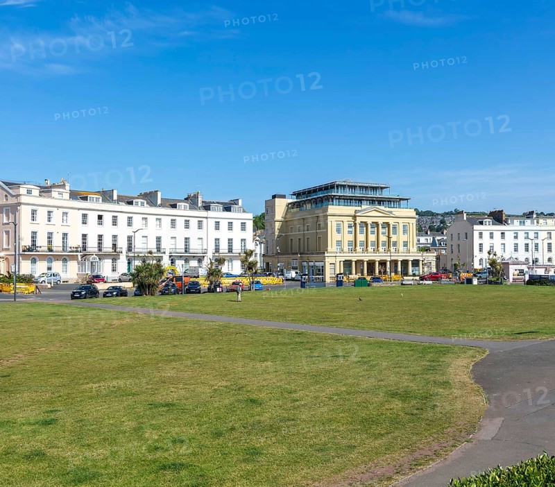 The Den garden and historic buildings in Den Crescent, Teignmouth, south Devon, England, UK
