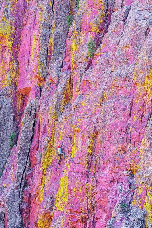 Man rock climbing, Coconino National Forest, Arizona, USA, North America
