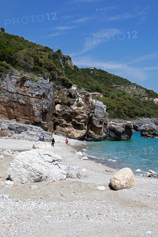 Milopotamos Beach on the Aegean Sea, Pelion Peninsula, Thessaly, Greece, newly created by Storm Daniel