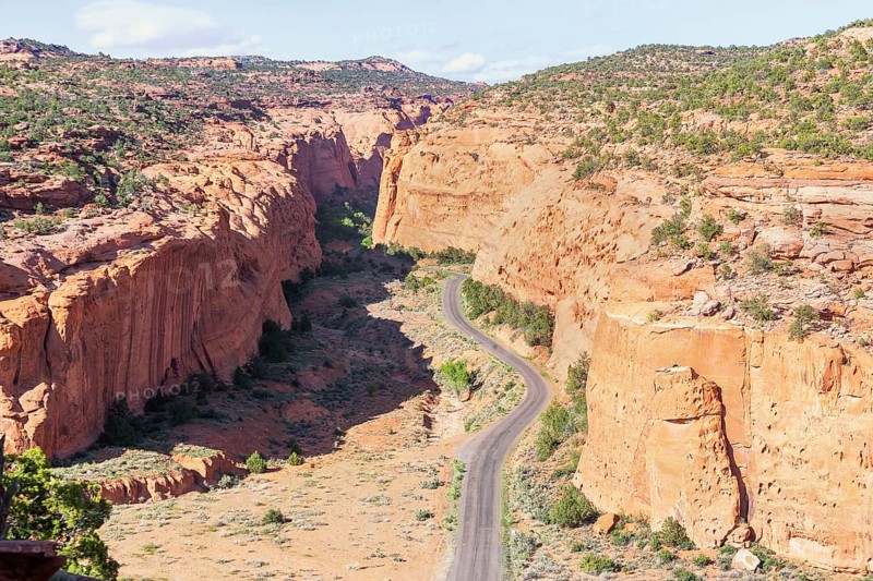 Road winding up canyon, Grand Staircase Escalante National Monument, Utah, USA, North America