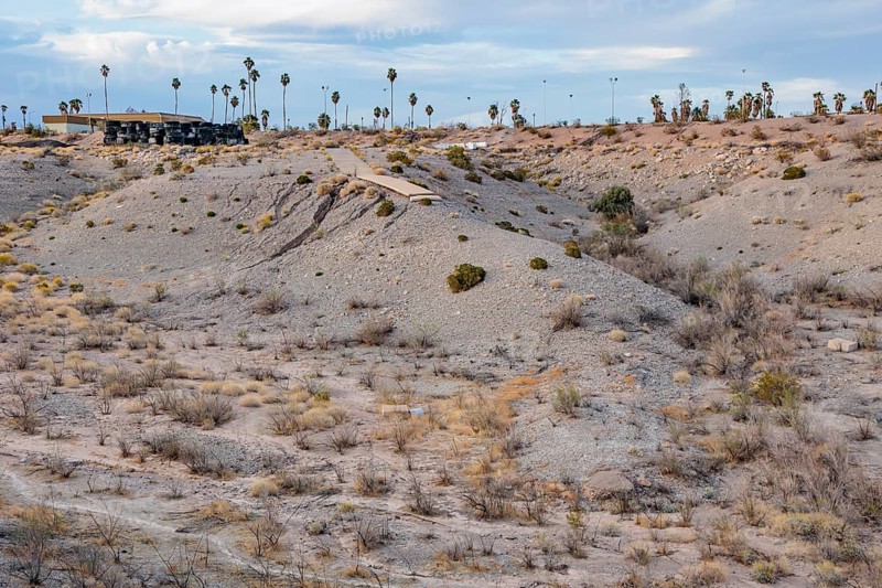 Stacks of old rubber tires in the desert at Echo Bay, Nevada, USA