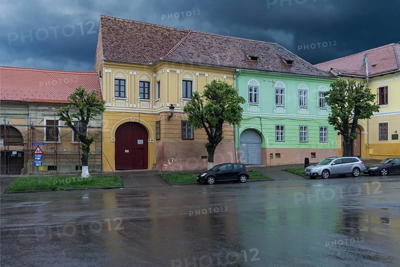 Restored residential buildings in Medias, Romania