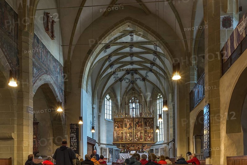 Interior of the late Gothic fortified church, St. Margaret's Church, 1414, Medias, Transylvania, Romania
