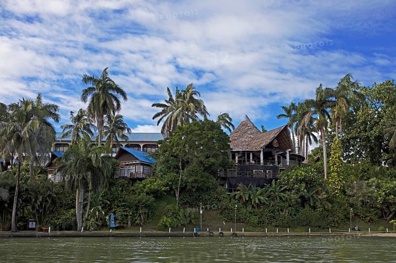 Hotel Villa Caribe on the banks of the Rio Dulce River, Livingston, Izabal Department, Guatemala