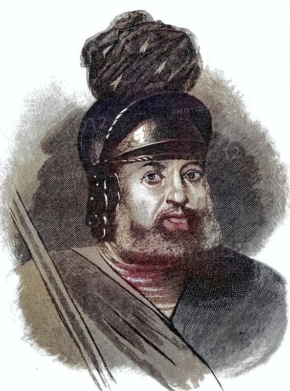 George of Frundsberg, also Fronsberg, Freundsberg, George/Jörg von (born 24 September 1473, died 20. August 1528) war ein süddeutscher Soldat und Landsknechtsführer in kaiserlich-habsburgischen Diensten / George von Frundsberg, also Fronsberg, George/Jörg von (born September 24, 1473, died August 20, 1528) was a southern German soldier and lansquenet leader in imperial Habsburg service, Historic, digitally restored reproduction of an original from the 19th century, exact original date unknown, subsequently coloured