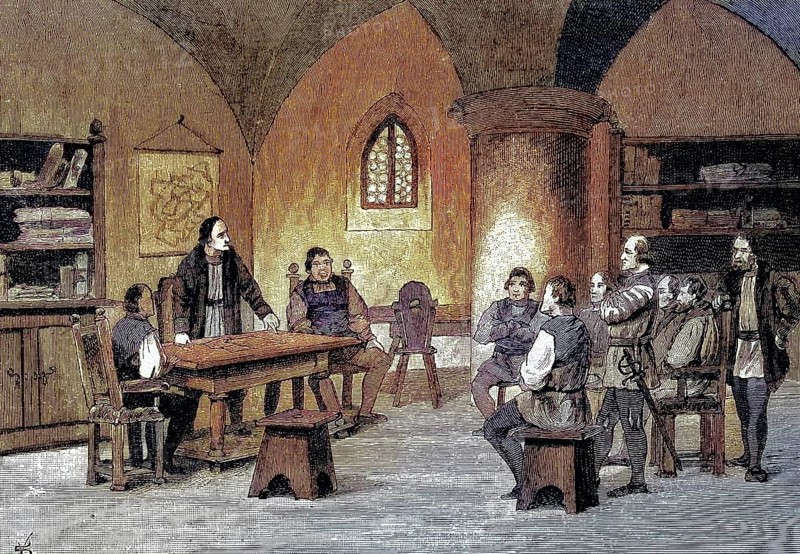 German Peasants' War, 1524-1526, session of the Constitutional Council in Heilbronn/German Peasants' War, Meeting of the Constitutional Council at Heilbronn, historical, digitally restored reproduction of an original model from the 19th century, exact original date unknown, subsequently colored