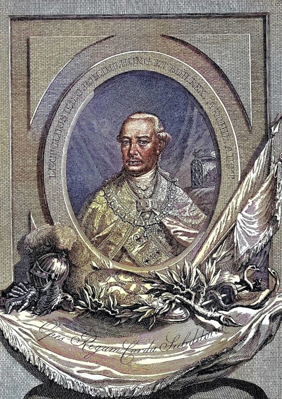 Leopold II (born 5 May 1747, died 1 March 1792) was Archduke of Austria from the House of Habsburg-Lorraine. March 1792) was Archduke of Austria from the House of Habsburg-Lorraine, Grand Duke of Tuscany from 1765 to 1790, Emperor of the Holy Roman Empire from 1790 to 1792 and King of Bohemia, Croatia and Hungary / Leopold II (born May 5, 1747, died March 1, 1792) was Archduke of Austria from the House of Habsburg-Lorraine, Grand Duke of Tuscany from 1765 to 1790, and Holy Roman Emperor and King of Bohemia, Croatia, and Hungary from 1790 to 1792, Historical, digitally restored reproduction of an original from the 19th century, exact original date unknown. century, exact original date unknown, coloured afterwards