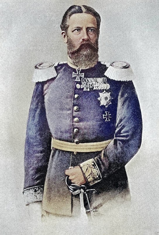 Frederick III, full name Frederick William Nicholas Charles of Prussia (born 18 October 1831, died 15 June 1888) . Juni 1888), descended from the noble house of Hohenzollern and was German Emperor and King of Prussia for 99 days / Frederick III, full name Frederick William Nicholas Charles of Prussia (born October 18, 1831, died June 15, 1888), descended from the noble house of Hohenzollern and was German Emperor and King of Prussia for 99 days, Historic, digitally restored reproduction of an original from the 19th century, exact original date unknown, subsequently coloured