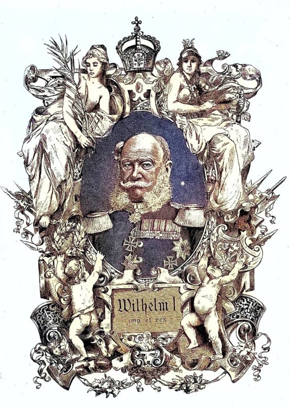 William I (born 22 March 1797 as William Frederick Louis of Prussia, died 9 March 1888) from the House of Hohenzollern. March 1888) from the House of Hohenzollern was regent since 1858 and king of Prussia since 1861, president of the North German Confederation from 1866 and first German Emperor from 1871 / William I (born March 22, 1797 as William Frederick Louis of Prussia, died March 9, 1888) from the House of Hohenzollern was regent since 1858 and king of Prussia since 1861, president of the North German Confederation from 1866 and the first German emperor from 1871, Historic, digitally restored reproduction of an original from the 19th century, exact original date unknown. century, exact original date unknown, subsequently coloured