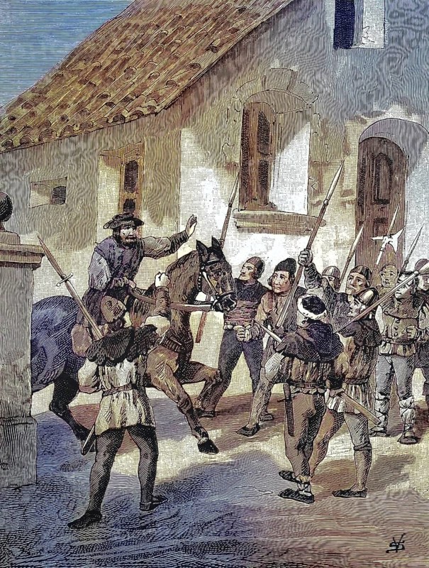 German Peasants' War, 1524-1526, Feuerbacher and the mutinous peasants. Matern Feuerbacher (born around 1484/1485, died in front of 1567) was a leader of the peasants in the Peasants' War / German Peasants' War, Feuerbacher and the mutinous peasants. Matern Feuerbacher (born around 1484/1485, died in front of 1567) was a leader of the peasants in the Peasants' War, Historic, digitally restored reproduction of an original from the 19th century, exact original date unknown, subsequently coloured
