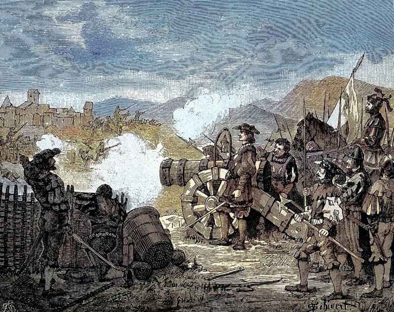 German Peasants' War, 1524-1526, battle near Wurzach/German Peasants' War, battle near Wurzach, historical, digitally restored reproduction of an original model from the 19th century, exact original date unknown, subsequently colored