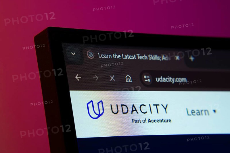 Dhaka, Bangladesh- 02 June 2025: Close-up of a computer screen displaying the UDACITY web interface in dark mode
