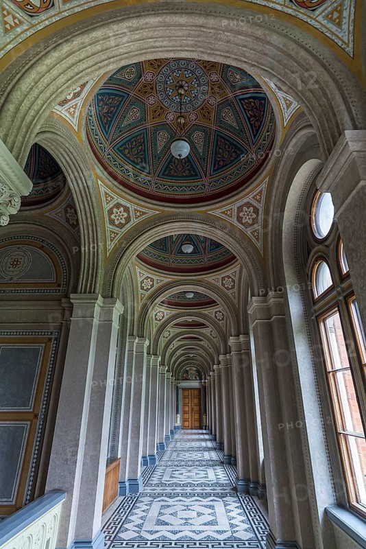 Hallway with vaulted ceilings in the National Yuri Fedkovych University, founded in 1875, Czernowicz, Ukraine