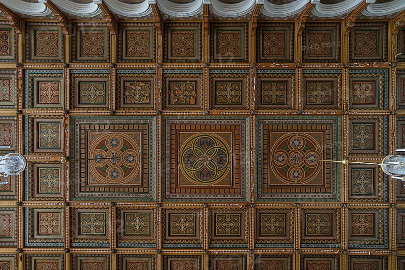 Cassette ceiling in a lecture hall of the National Yuri Fedkovych University, founded in 1875, Czernowicz, Ukraine