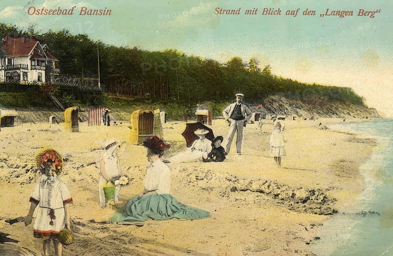 Historical postcard around 1900, Baltic resort Bansin, district of the municipality of Baltic resort Heringsdorf on the island of Usedom in the district of Vorpommern-Greifswald in Mecklenburg-Western Pomerania, Germany, digital reproduction of a historical postcard, public domain, from that time, exact date unknown