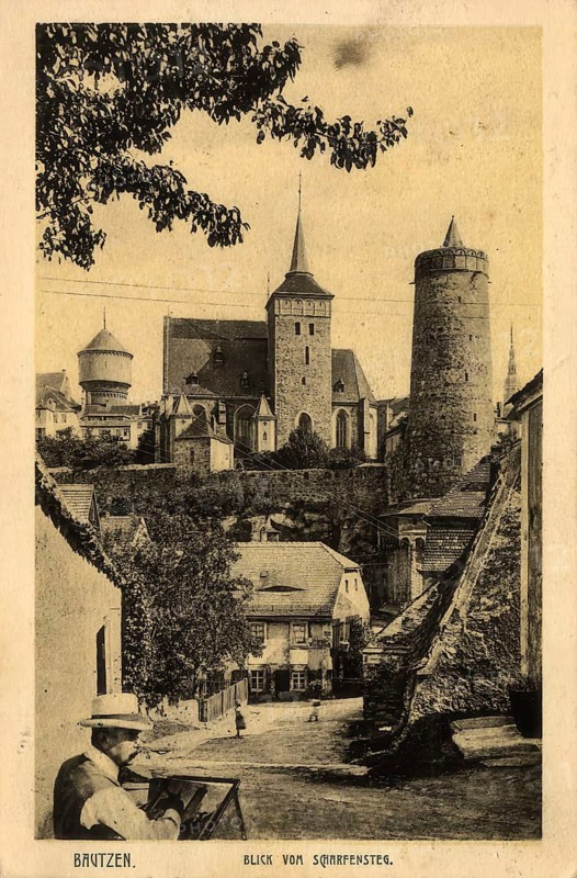 Historical postcard around 1900, Bautzen, Saxony, Germany, digital reproduction of a historical postcard, public domain, from that time, exact date unknown