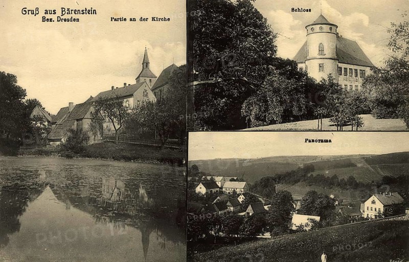 Historical postcard around 1900, Bärenstein in the Dresden district, district of the Saxon city of Altenberg, Saxony, Germany, digital reproduction of a historic postcard, public domain, from that time, exact date unknown