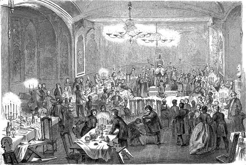 Women's chapter on 8.3.1864, knighthood, woodcut from 1864