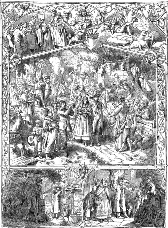 Westphalian farming life, Westphalia, Germany, woodcut from 1864