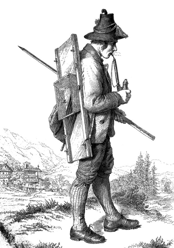 Krautschneider im Montafone, Austria, woodcut from 1864