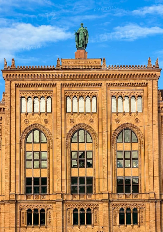 Facade of the building of the government of Upper Bavaria in Maximilian style, Maximilianstraße, Munich, Bavaria, Germany