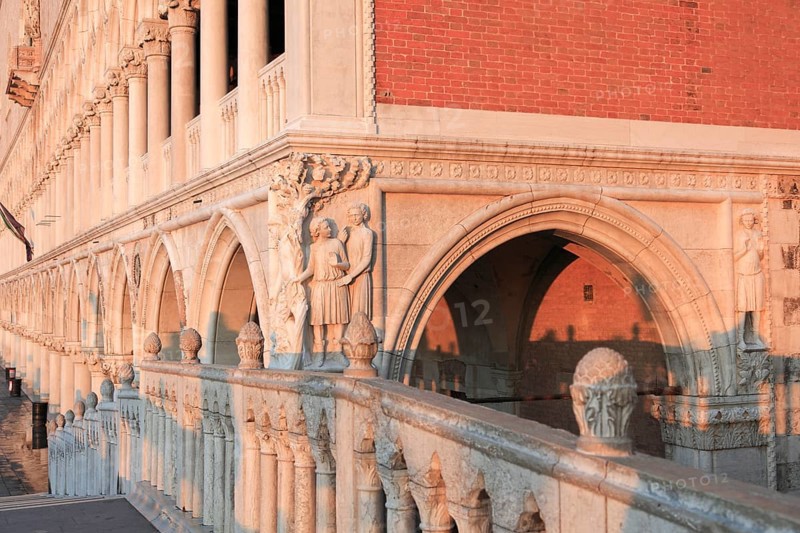 Doge's Palace, corner chapter of Noah's drunkenness with his sons Sem, Ham and Japhet, San Marco, Venice, Veneto, Italy