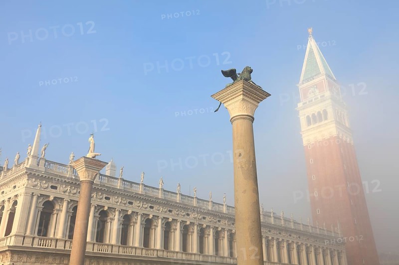 Campanile di San Marco in fog, Venice, Veneto, Italy