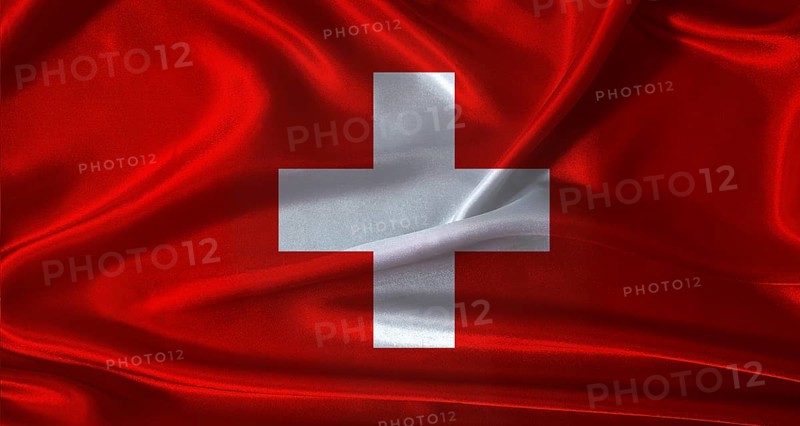 National flag of Switzerland with cloth texture. Switzerland flag with realistic texture background