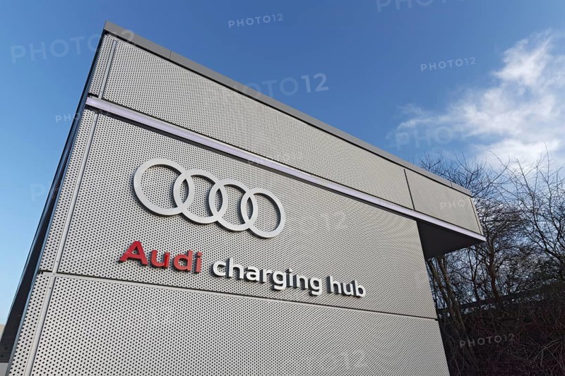 Audi charging station for electric cars on EUREF Campus Düsseldorf, European Energy Forum for Climate Protection and Electric Mobility, Energiewende, Düsseldorf, North Rhine-Westphalia, Germany