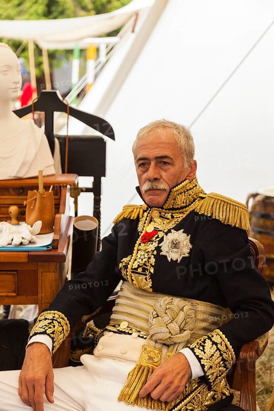 Slavkov u Brna, Moravia, Czech Republic, Eastern Europe. Actor playing General Legrand Napoleon s right hand in the battle of Austerlitz during a re enactement on the real grounds where the battle of Austerlitz happened now in Czech Republic